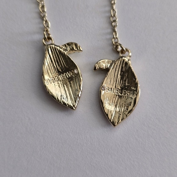 BaubleBar Lemon Drop Chain Dangle Earrings – Gold Tone Crystal Studs – 2.5” - Picture 4 of 4